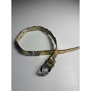 The Avignon Genuine Leather Gold Tone Belt with Ornate Buckle Women's Small